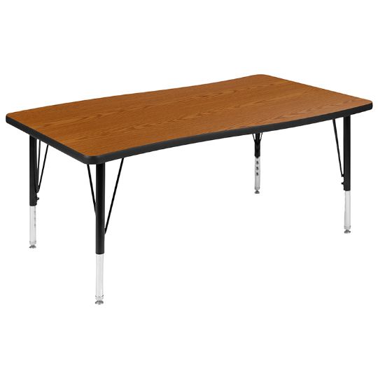 The Oak colored Rectangular Wave Preschool Table is shown above