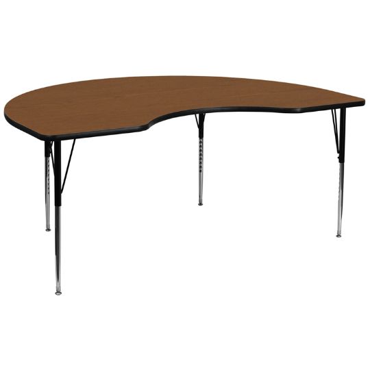 The Kidney-Shaped Table is shown above with an oak top.