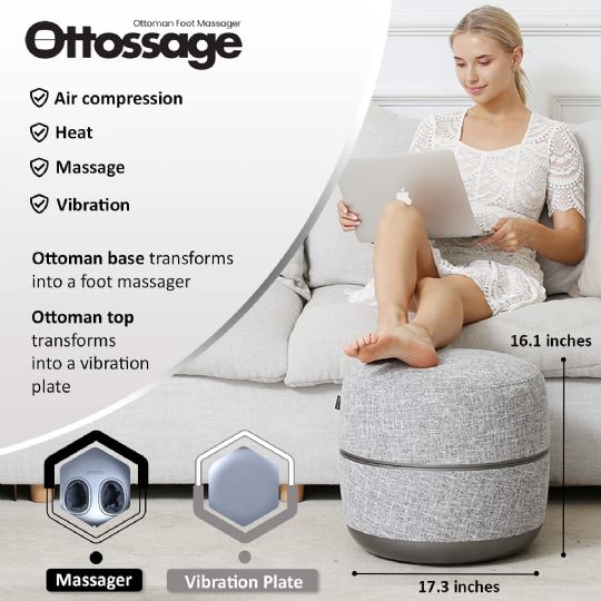 Functional and comfortable ottoman will fit any room decor that includes a vibration plate