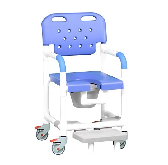 SHOWER CHAIR COMMODE W/SLIDEOUT FOOTREST
