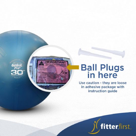 The Duraball Inflatiable Pro Exercise Ball additional plugs can be found on the package of the ball. 