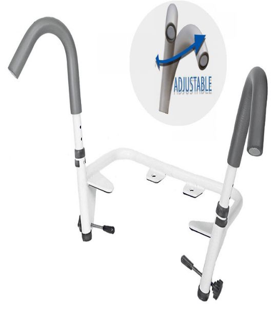 Adjustable arms can be swung in or out to change width