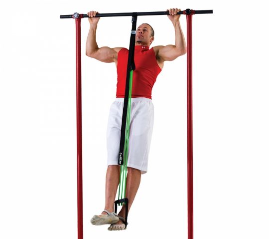 The pull up resistance band kit in use.