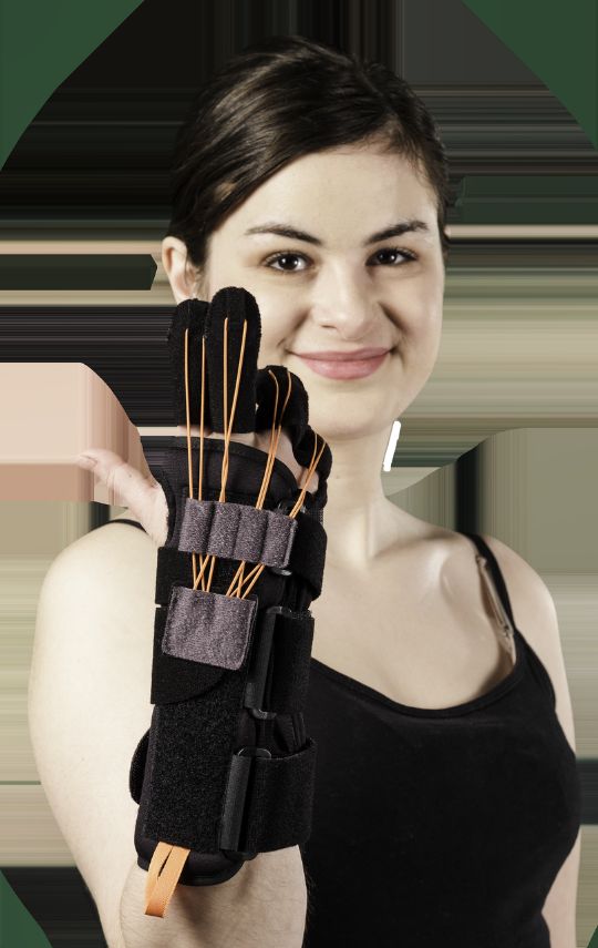 Provides dual-use as a wrist splint and finger traction tool