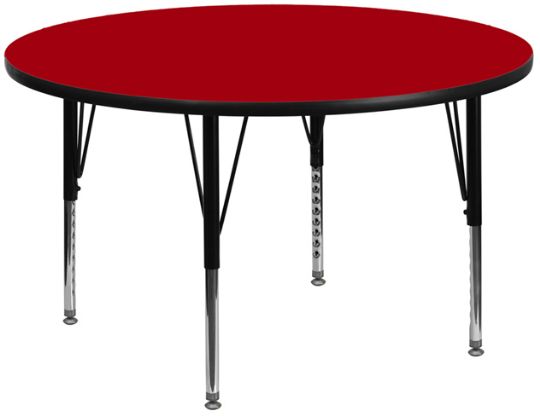 RED 48-in Wide - Round Preschool Activity Table w/ High-Pressure Laminate Top