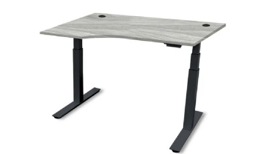Powered Height Adjustable Desk with Multiple Top Configurations and Colors - Mineral Grey, Left Hand L-Shape 
