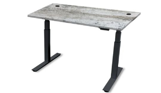 Powered Height Adjustable Desk with Multiple Top Configurations and Colors - Brushed Concrete, Rectangle
