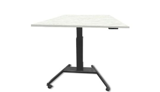 Large Height Adjustable Workstation Desk with Multiple Top Configurations - Rectangle, White Wood Grain