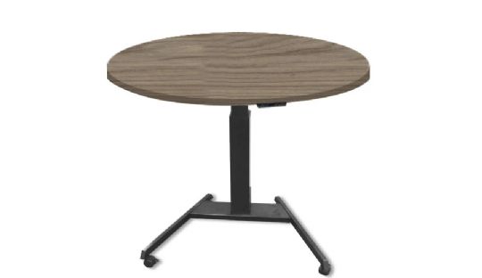 Large Height Adjustable Workstation Desk with Multiple Top Configurations - Round, Sandlewood