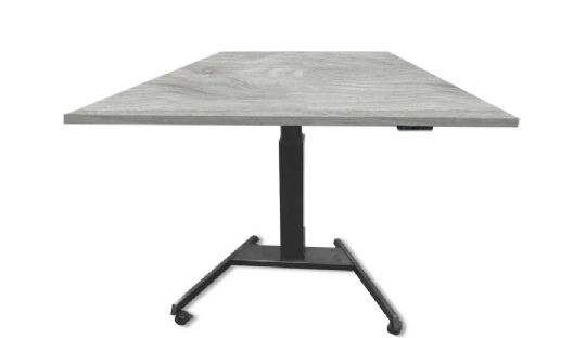 Large Height Adjustable Workstation Desk with Multiple Top Configurations - Square, Mineral Grey