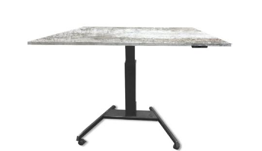 Large Height Adjustable Workstation Desk with Multiple Top Configurations - Trapezoid, Brushed Concrete