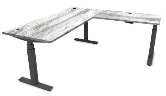 L-Shaped Height Adjustable Desk with Multiple Finish Options and 300 Pounds Capacity - Brushed Concrete
