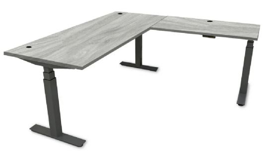 L-Shaped Height Adjustable Desk with Multiple Finish Options and 300 Pounds Capacity - Mineral Grey
