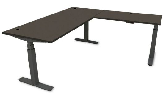 L-Shaped Height Adjustable Desk with Multiple Finish Options and 300 Pounds Capacity - Nightshade
