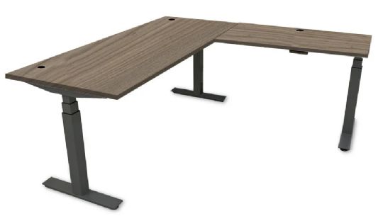 L-Shaped Height Adjustable Desk with Multiple Finish Options and 300 Pounds Capacity - Sandlewood
