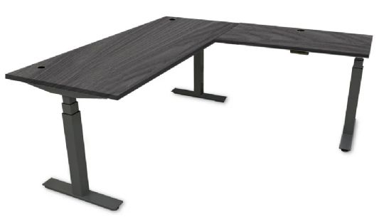 L-Shaped Height Adjustable Desk with Multiple Finish Options and 300 Pounds Capacity - Weathered Grey
