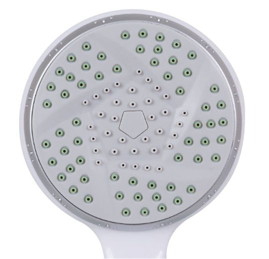 Large shower head offers optimal water coverage