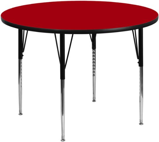 RED - Large 60-in Round Classroom Activity Table w/ High-Pressure Laminate Top
