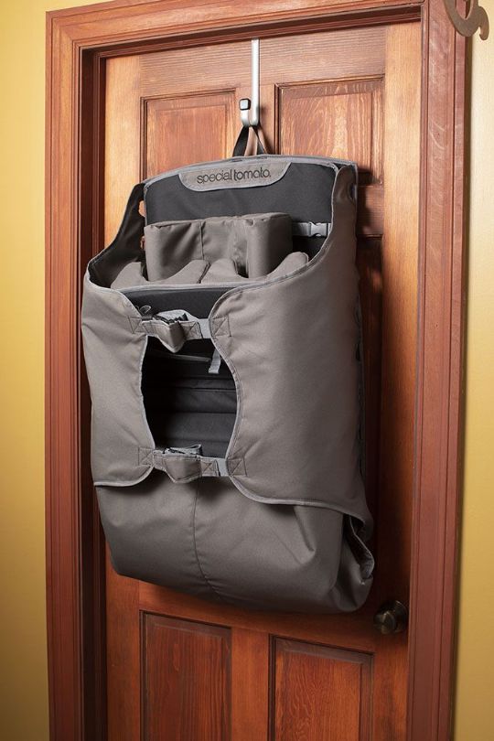 Folds up and clips like a suit bag for convenient storage and portability