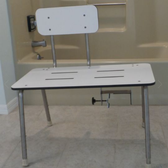 Front view of the transfer bench with phenolic top surface