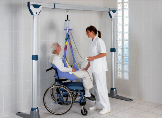 Shown being used to lift an individual from a wheelchair