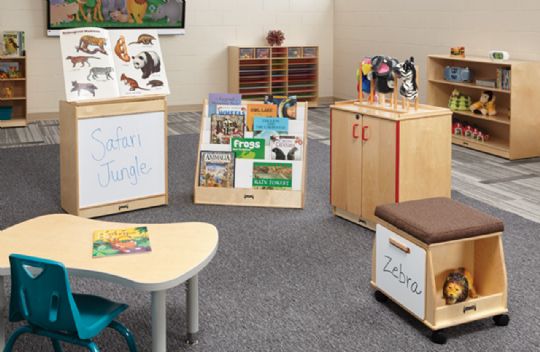 Creative classroom setup with themed learning and reading stations