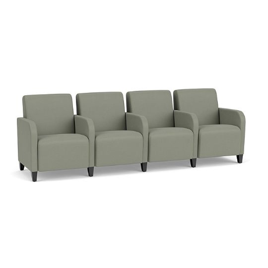 Siena 4-Seat Sofa with Dividing Arms with black legs and eucalyptus upholstery 