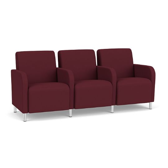 Siena 3-Seat Sofa by Lesro Steel Legs and Wine Upholstery