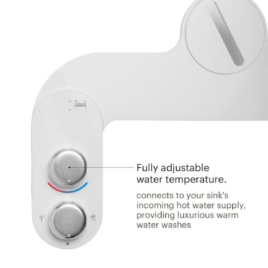 The SimpleSpa Eco ADVANCED Dual-Temp Bidet Attachment offers adjustable water temperature to provide you with the most comfortable clean possible