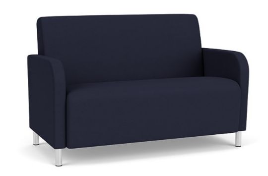 Brushed Steel Legs with Navy Upholstery