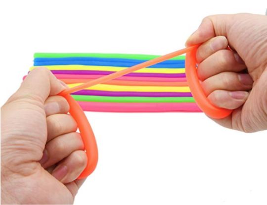 Stretchy String Sensory Fidget Toy is easily manipulated without squeezing, pulling, pounding, and pinching
