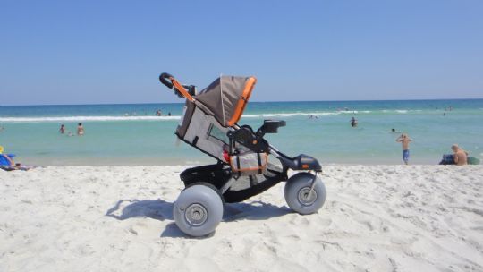 Baby Bug Beach and Jogging Stroller's large wheels are ideal for sandy beaches