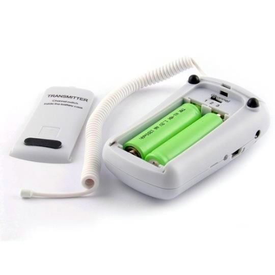 Included AA batteries can be recharged via AC wall outlet plug