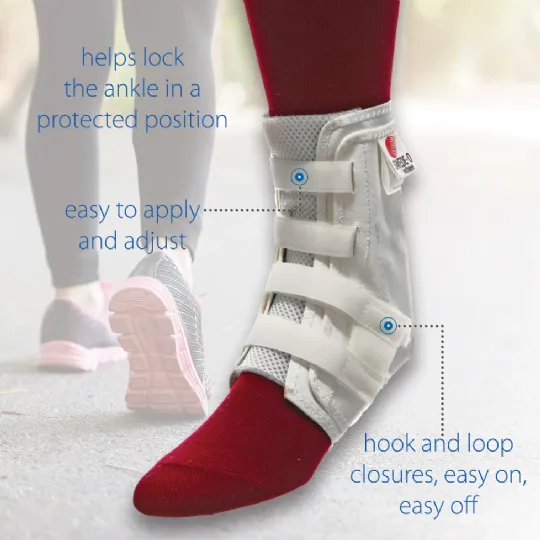 Tutore Caviglia Swede-O Ankle Lok - Medium, Bianco - Con Stabilizzatori Laterali Rimovibili E Sistema Di Allacciatura Esclusivo