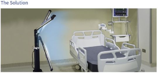 Diversey MoonBeam 3 UVC Disinfection Device Disinfecting a Hospital Bed