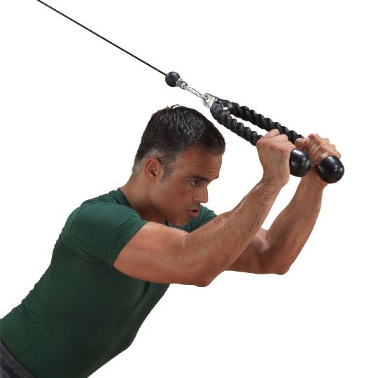 Use the Triceps Rope to work muscles you never worked before during workouts without it.