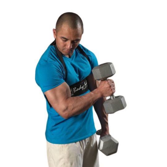 Isolates your arms and shoulders while you perform curls