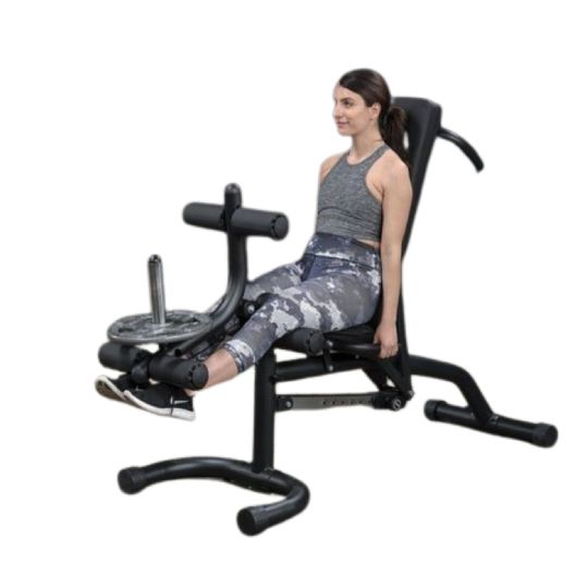 Perform leg extensions with full 90-degree seat back support and lying leg curls from the traditional arched prone position