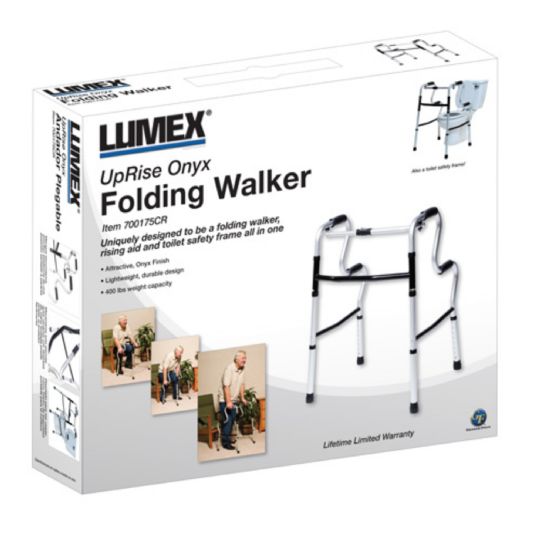 The UpRise Onyx Folding Walker comes in a sleek retail package