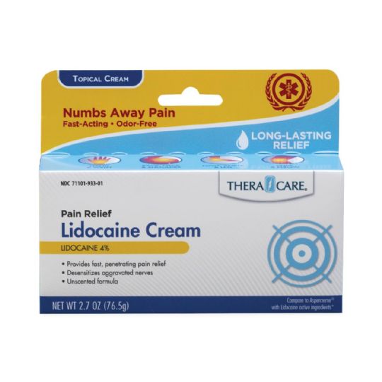 Theracare Lidocaine Cream 4 percent - Fast-Acting, Odor-Free, Long-Lasting Pain Relief