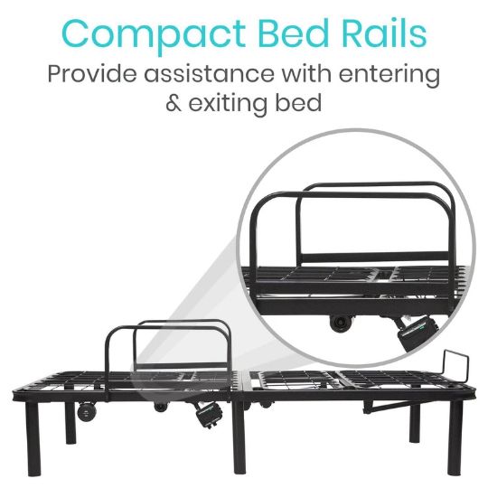 Compact bed rails offer stability and support during bed entry/exit, and during patient positionings. 