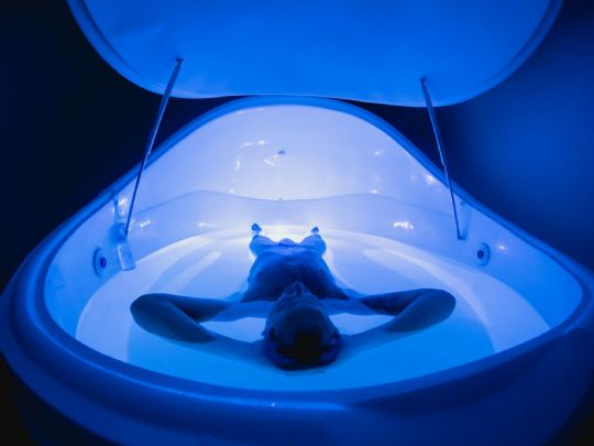 Sleek, modern float pod designed for deep meditation and recovery.