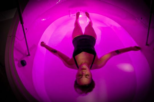 State-of-the-art flotation chamber offers immersive stress-relief experience.