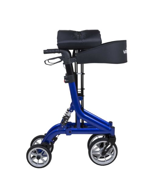 Blue Voyager XR Rollator shown from the side