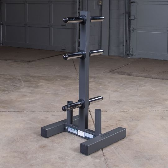 Each Body-Solid Olympic Weight Tree has rubber feet and plastic storage post caps for quicker and easier loading.