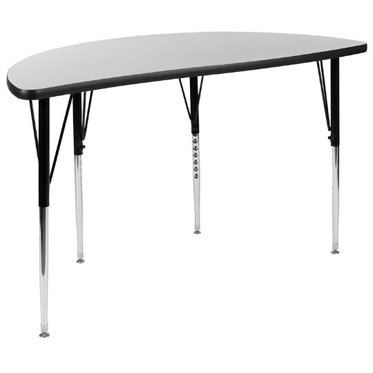 GRAY  - 47.5 in Half Circle Classroom Activity Table w/ Thermal Laminate Top