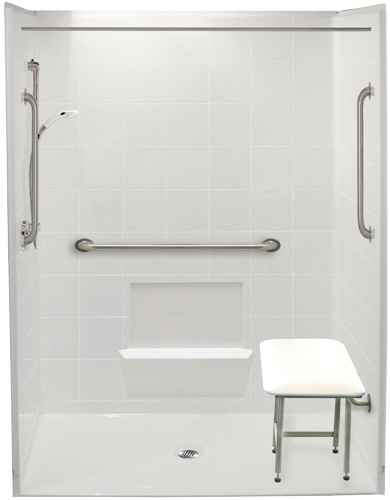 Wheelchair Accessible 60 in. x 33-3/8 in. Shower Pan APF6033BFPANC Wheelchair Accessible Bathroom