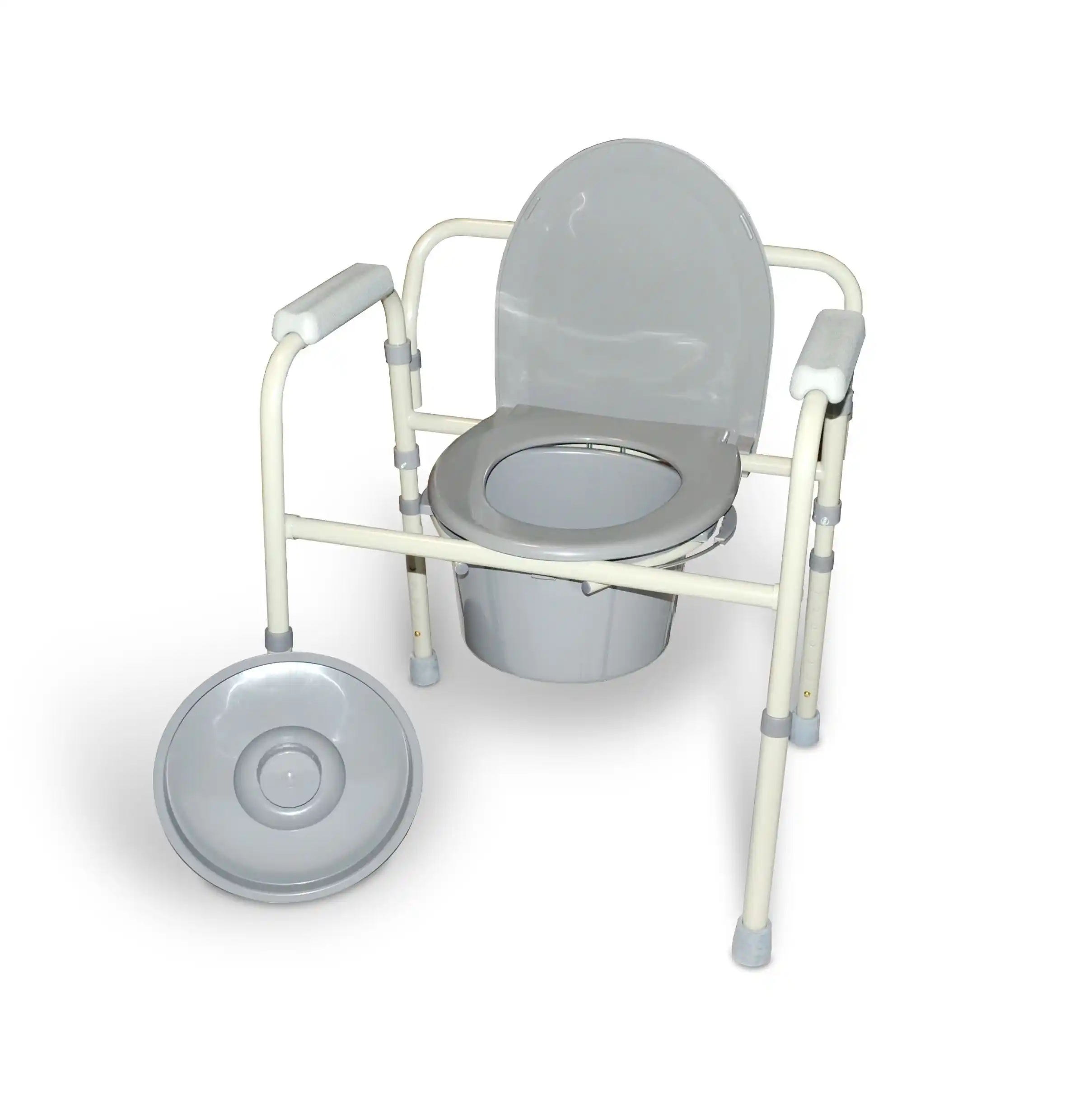 Height Adjustable Commode Chair with Collapsible Arm Rests and 19Inch