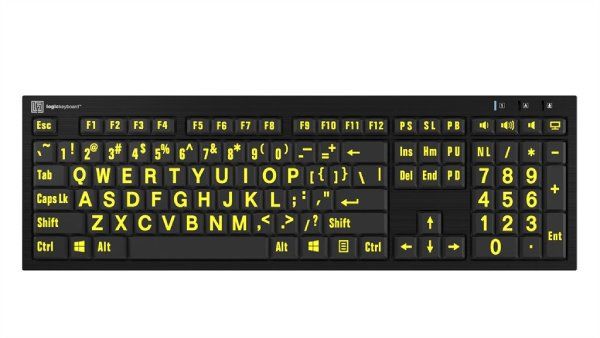 Aanstellen vonk Steken Large Print Keyboard - PC Nero Slimline by Logickeyboard