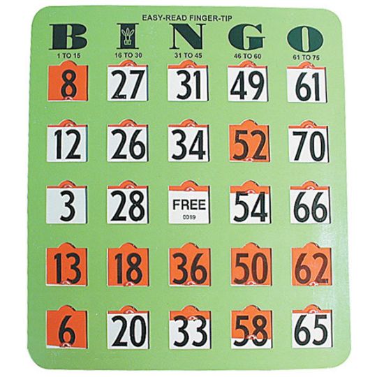 Easy Read Finger-Tip Bingo Cards